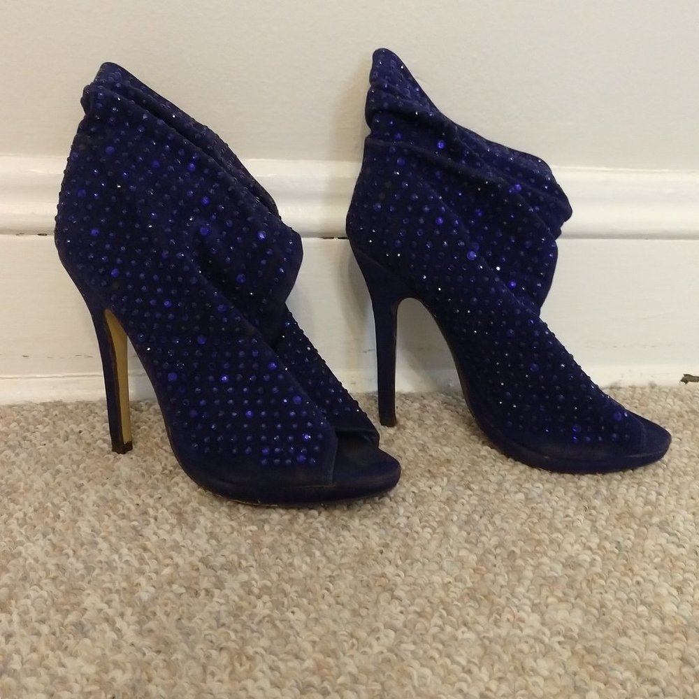Open-Toe Rhinestone Ankle Booties - Picture 2 of 7